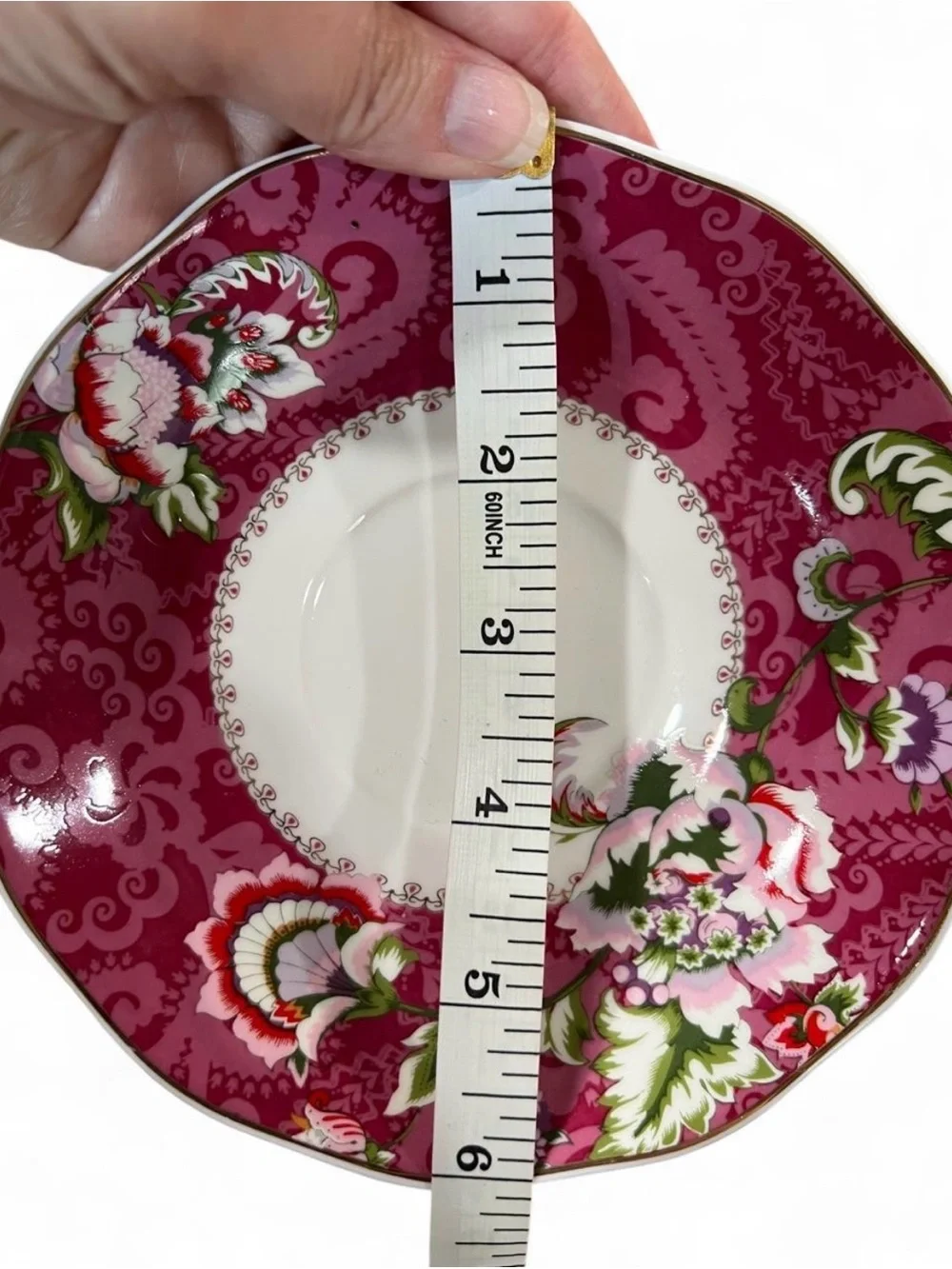 Pink Floral China Teacup and Saucer Set